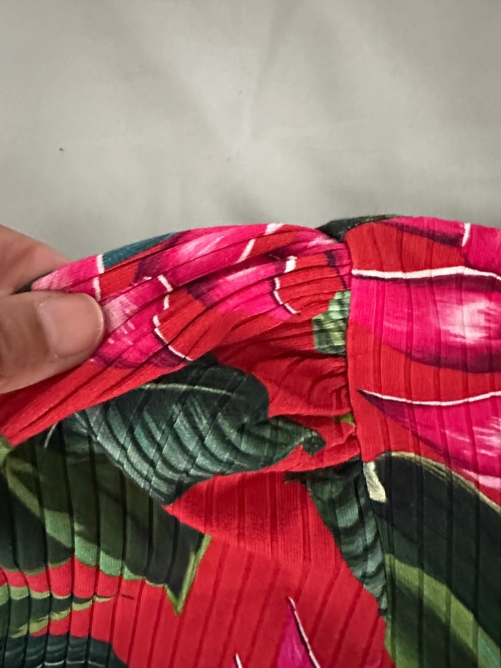FARM Rio Red Ribbed Tropical Print Bodysuit - Picture 5 of 8